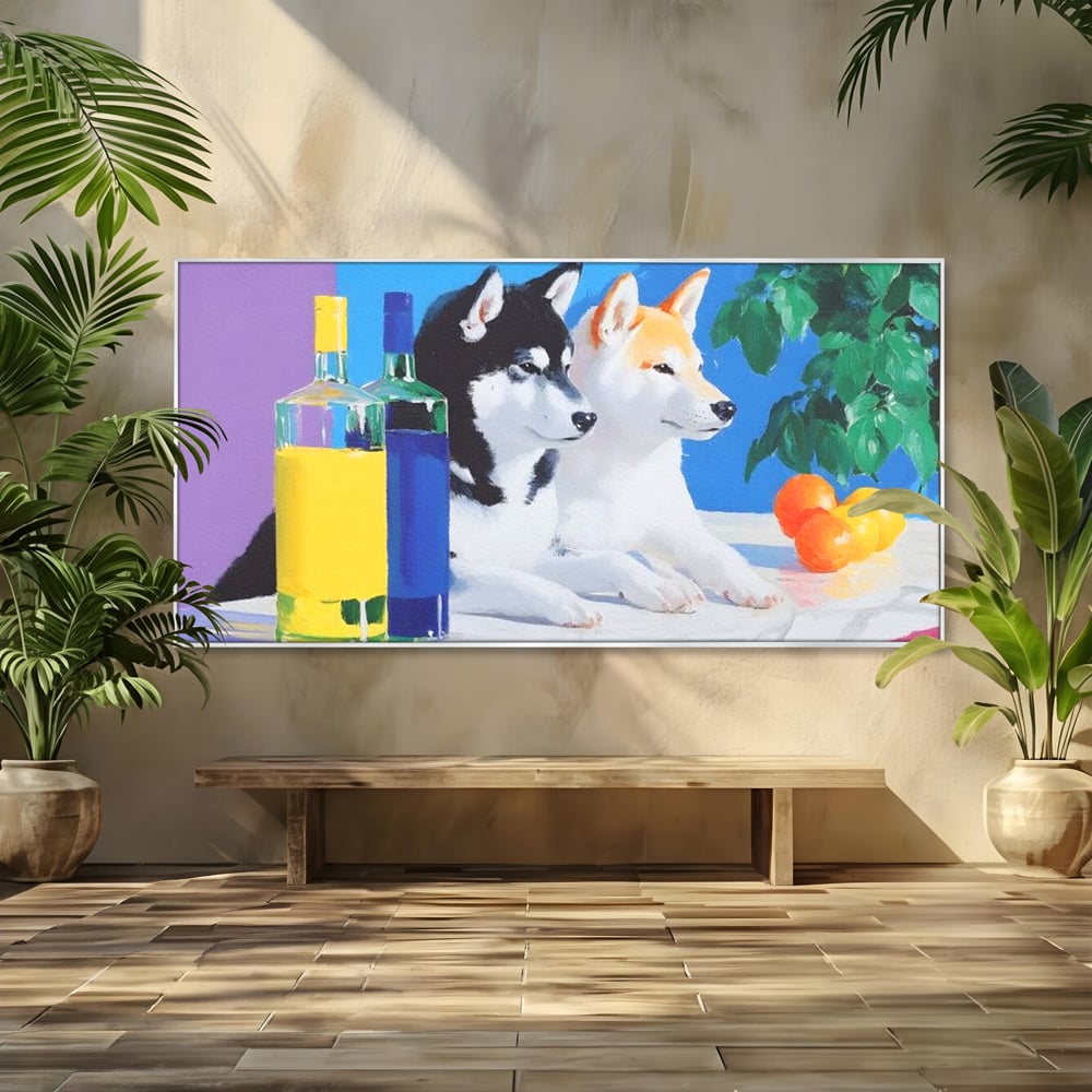 Tablou Canvas Premium, LuxCanva® M1281, Cocktail Canin, Citrice, Fructe, Bar, Bauturi, Sticle, Catei, Pastel, Prieteni, Cromatic, Planta, Luminos, Artistic, Birou, Living, Camera Copil