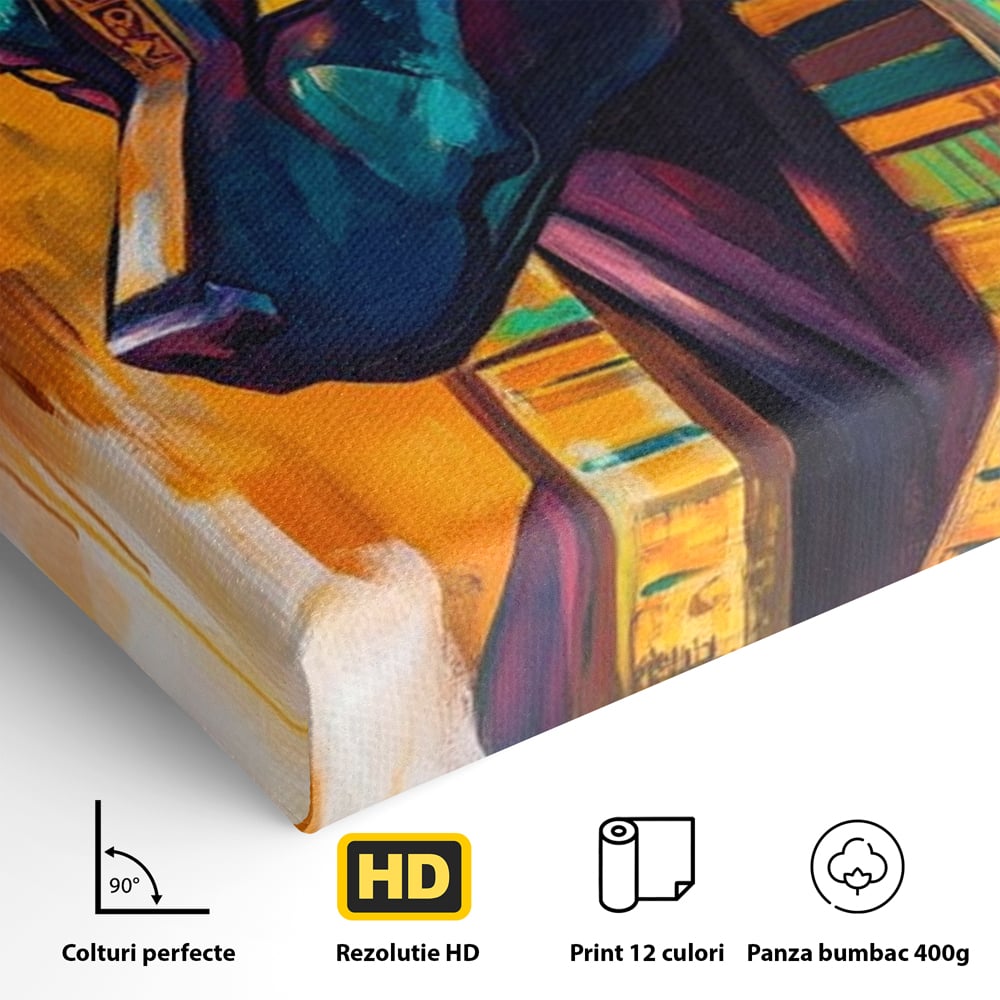 Tablou Canvas Premium, LuxCanva® M1284, Portretul lui Anubis, Egipt, Mitologie, Zeu, Anubis, Hieroglife, Sacru, Templu, Cultura, Antichitate, Birou, Living, Camera Copil
