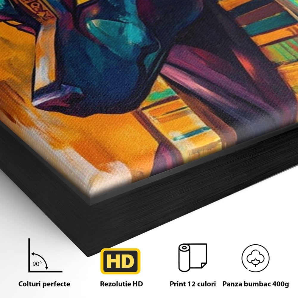 Tablou Canvas Premium, LuxCanva® M1284, Portretul lui Anubis, Egipt, Mitologie, Zeu, Anubis, Hieroglife, Sacru, Templu, Cultura, Antichitate, Birou, Living, Camera Copil