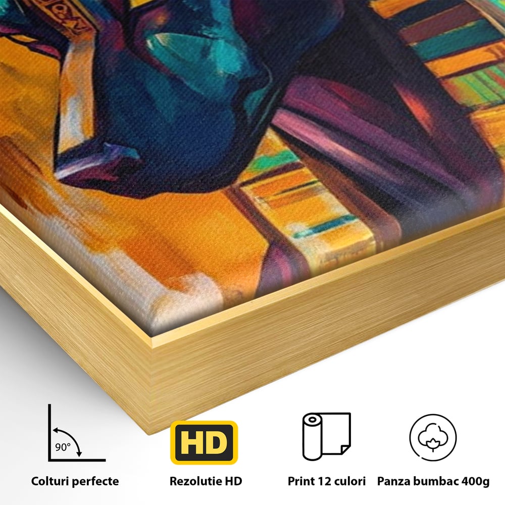 Tablou Canvas Premium, LuxCanva® M1284, Portretul lui Anubis, Egipt, Mitologie, Zeu, Anubis, Hieroglife, Sacru, Templu, Cultura, Antichitate, Birou, Living, Camera Copil