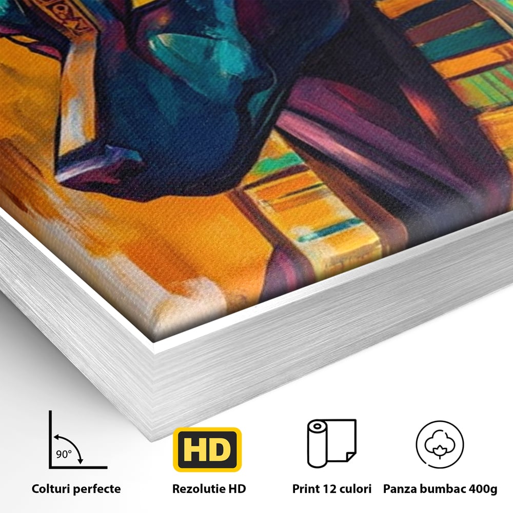 Tablou Canvas Premium, LuxCanva® M1284, Portretul lui Anubis, Egipt, Mitologie, Zeu, Anubis, Hieroglife, Sacru, Templu, Cultura, Antichitate, Birou, Living, Camera Copil
