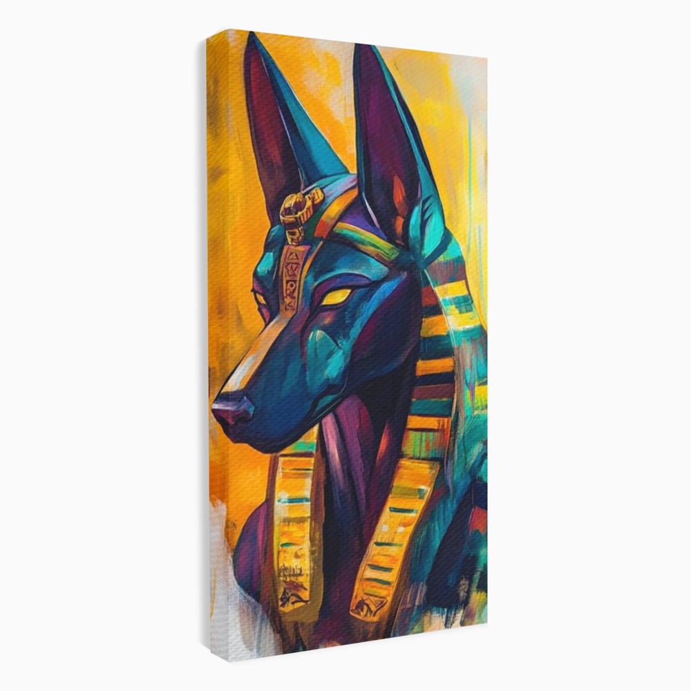 Tablou Canvas Premium, LuxCanva® M1284, Portretul lui Anubis, Egipt, Mitologie, Zeu, Anubis, Hieroglife, Sacru, Templu, Cultura, Antichitate, Birou, Living, Camera Copil