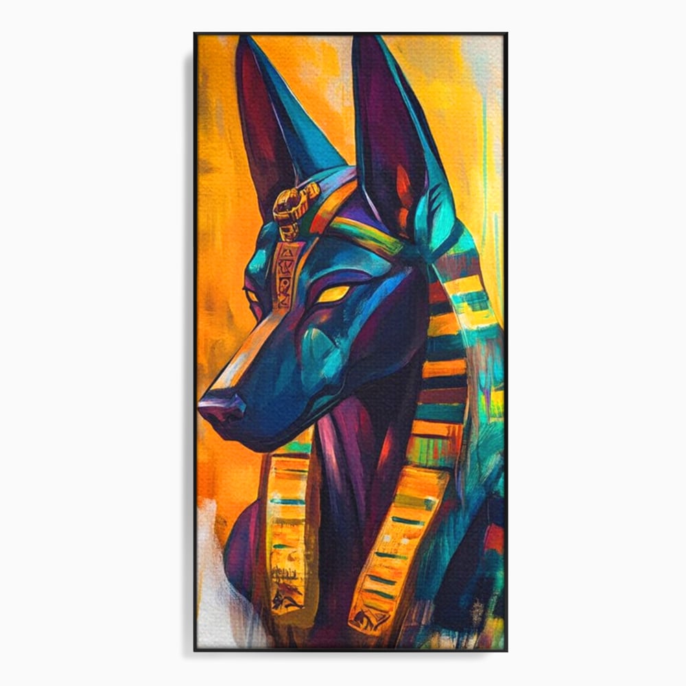 Tablou Canvas Premium, LuxCanva® M1284, Portretul lui Anubis, Egipt, Mitologie, Zeu, Anubis, Hieroglife, Sacru, Templu, Cultura, Antichitate, Birou, Living, Camera Copil