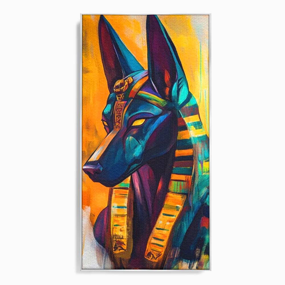 Tablou Canvas Premium, LuxCanva® M1284, Portretul lui Anubis, Egipt, Mitologie, Zeu, Anubis, Hieroglife, Sacru, Templu, Cultura, Antichitate, Birou, Living, Camera Copil