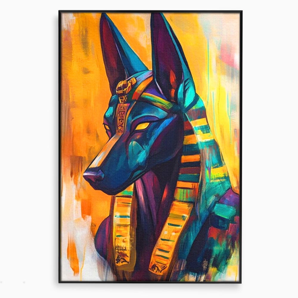 Tablou Canvas Premium, LuxCanva® M1284, Portretul lui Anubis, Egipt, Mitologie, Zeu, Anubis, Hieroglife, Sacru, Templu, Cultura, Antichitate, Birou, Living, Camera Copil