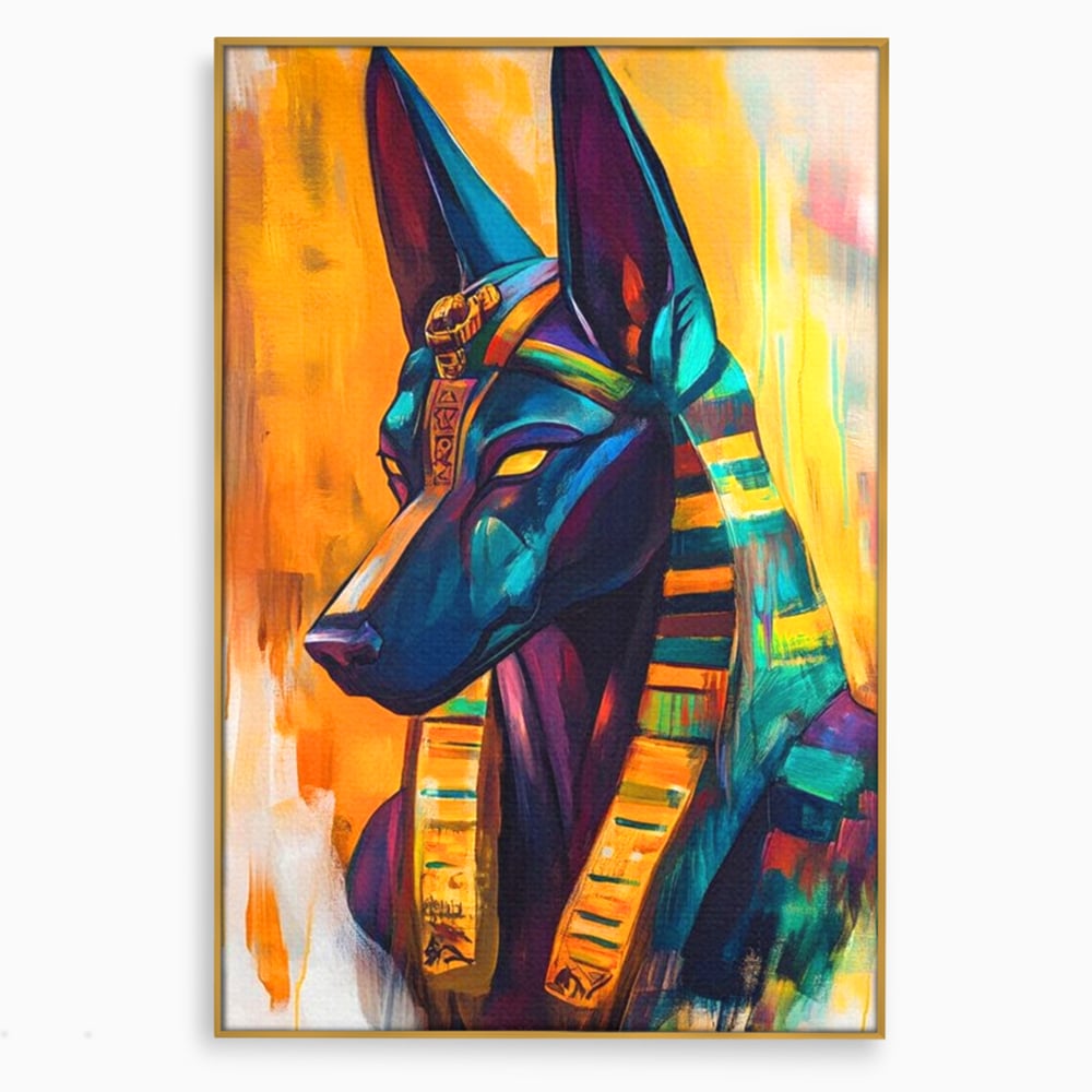 Tablou Canvas Premium, LuxCanva® M1284, Portretul lui Anubis, Egipt, Mitologie, Zeu, Anubis, Hieroglife, Sacru, Templu, Cultura, Antichitate, Birou, Living, Camera Copil