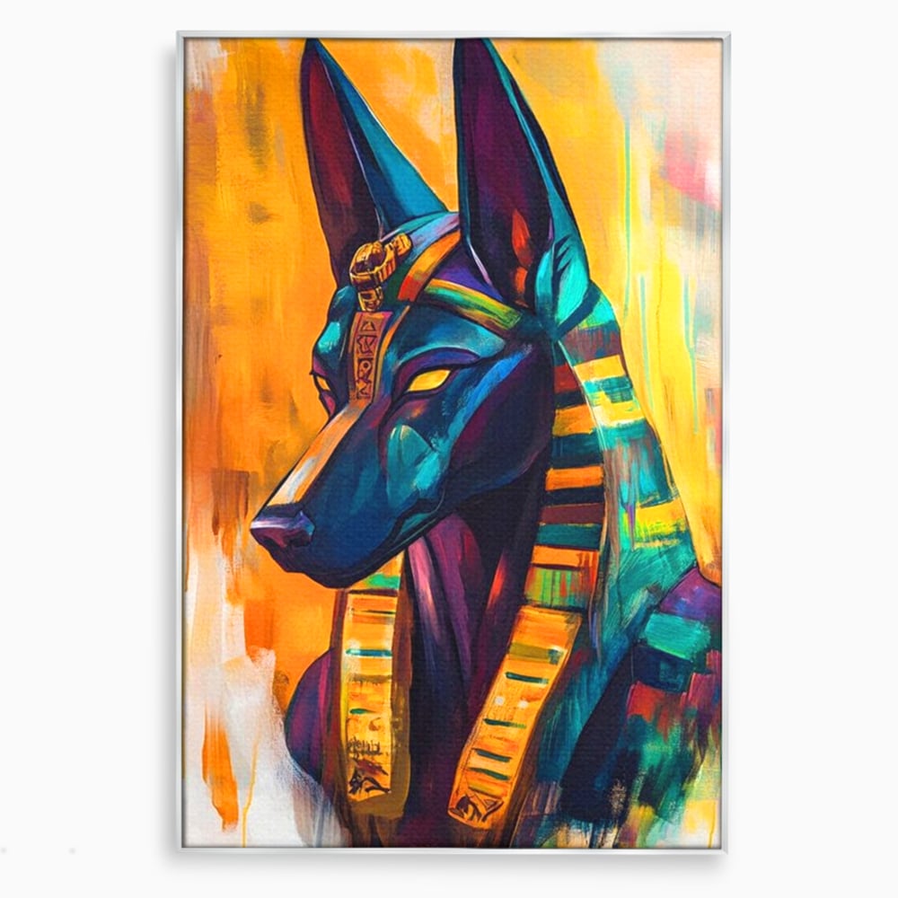 Tablou Canvas Premium, LuxCanva® M1284, Portretul lui Anubis, Egipt, Mitologie, Zeu, Anubis, Hieroglife, Sacru, Templu, Cultura, Antichitate, Birou, Living, Camera Copil