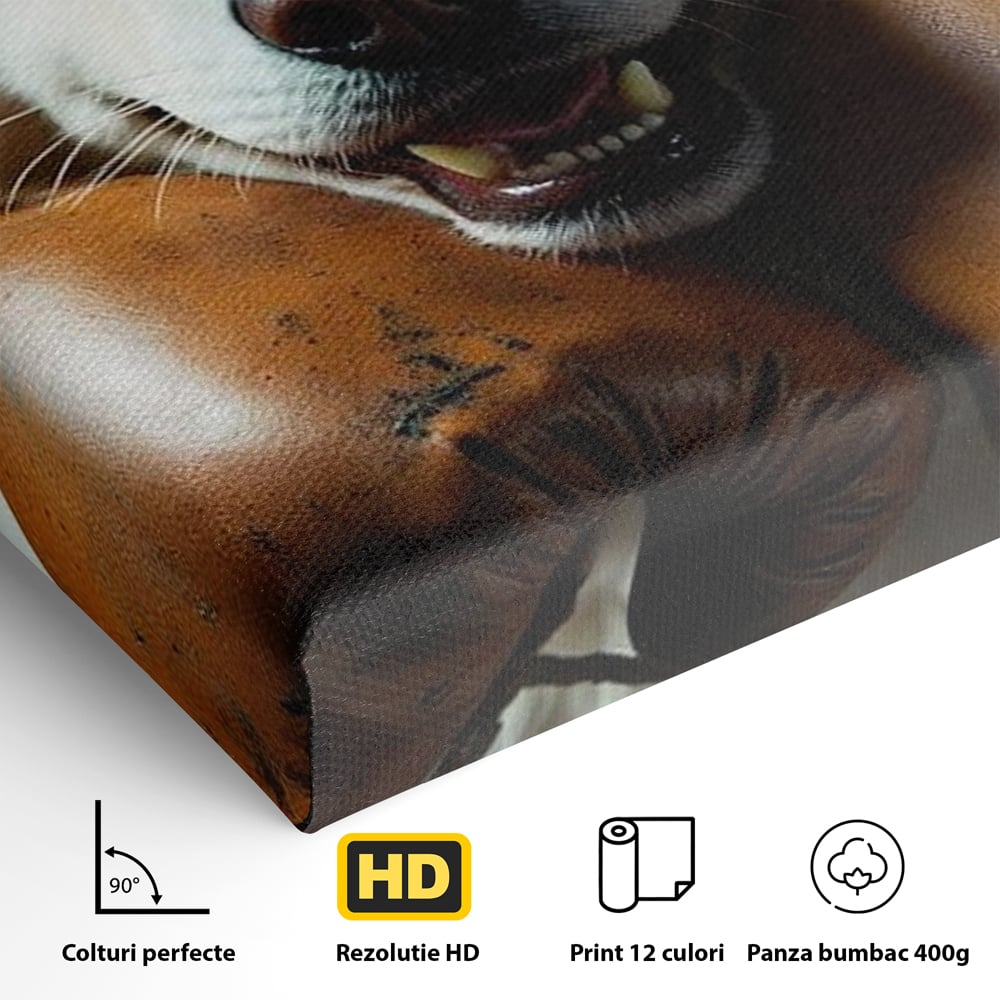 Tablou Canvas Premium, LuxCanva® M1286, Spirit de Luptator, Samoyed, Caine, Husky, Alb, Pufos, Manusi, Box, Sport, Energie, Campion, Adorabil, Curaj, Atitudine, Birou, Living, Camera Copil