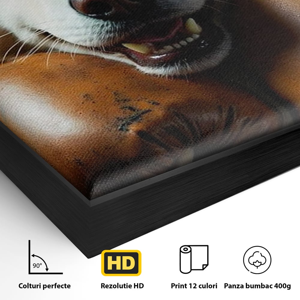 Tablou Canvas Premium, LuxCanva® M1286, Spirit de Luptator, Samoyed, Caine, Husky, Alb, Pufos, Manusi, Box, Sport, Energie, Campion, Adorabil, Curaj, Atitudine, Birou, Living, Camera Copil