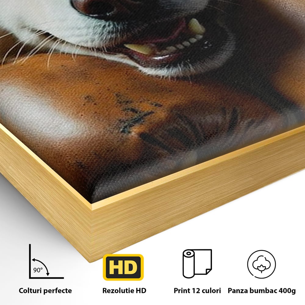Tablou Canvas Premium, LuxCanva® M1286, Spirit de Luptator, Samoyed, Caine, Husky, Alb, Pufos, Manusi, Box, Sport, Energie, Campion, Adorabil, Curaj, Atitudine, Birou, Living, Camera Copil