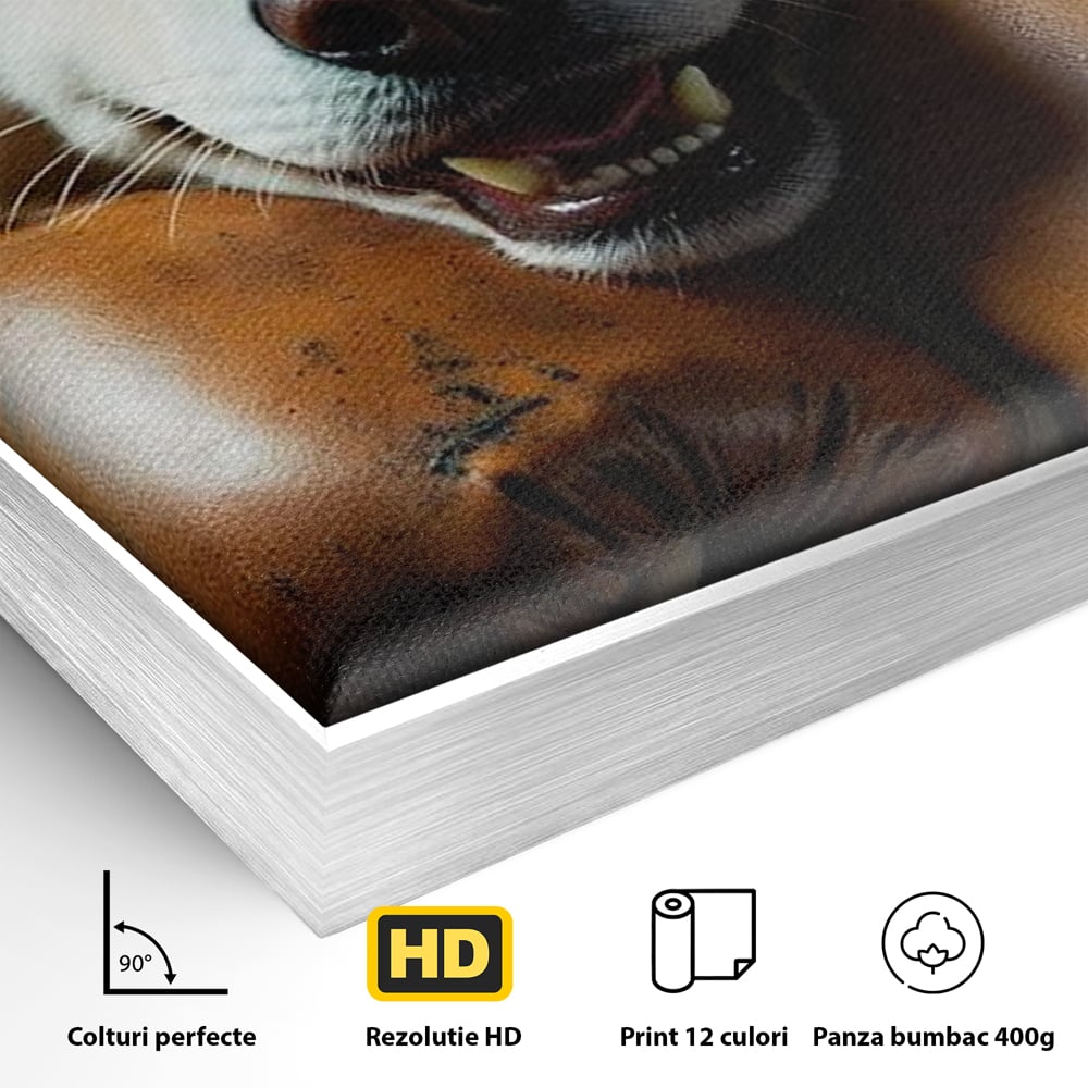 Tablou Canvas Premium, LuxCanva® M1286, Spirit de Luptator, Samoyed, Caine, Husky, Alb, Pufos, Manusi, Box, Sport, Energie, Campion, Adorabil, Curaj, Atitudine, Birou, Living, Camera Copil