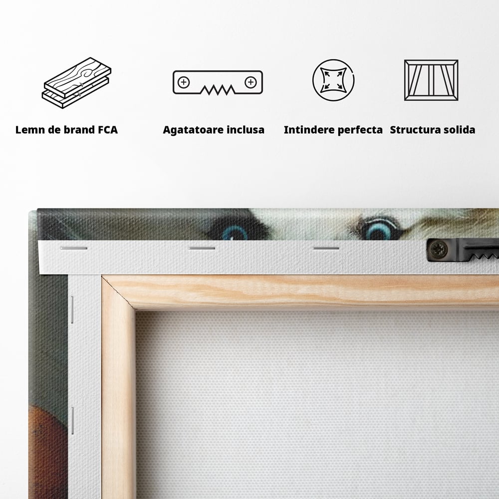 Tablou Canvas Premium, LuxCanva® M1286, Spirit de Luptator, Samoyed, Caine, Husky, Alb, Pufos, Manusi, Box, Sport, Energie, Campion, Adorabil, Curaj, Atitudine, Birou, Living, Camera Copil