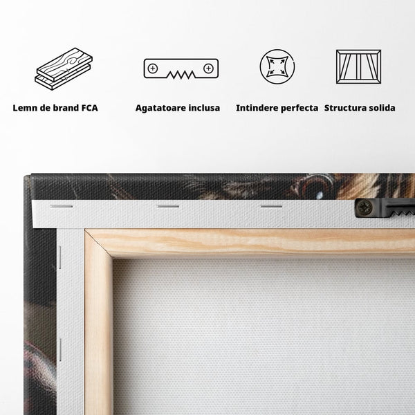 Tablou Canvas Premium, LuxCanva® M1287, Flacara din Ring, Provocare, Boxer, Knockout, Ring, Puternic, Catel, Pufos, Dragalas, Manusi, Curaj, Sport, Birou, Living, Camera Copil