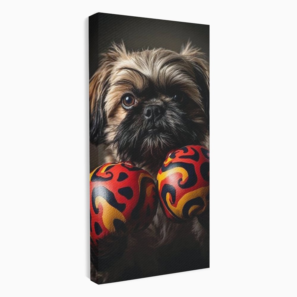 Tablou Canvas Premium, LuxCanva® M1287, Flacara din Ring, Provocare, Boxer, Knockout, Ring, Puternic, Catel, Pufos, Dragalas, Manusi, Curaj, Sport, Birou, Living, Camera Copil