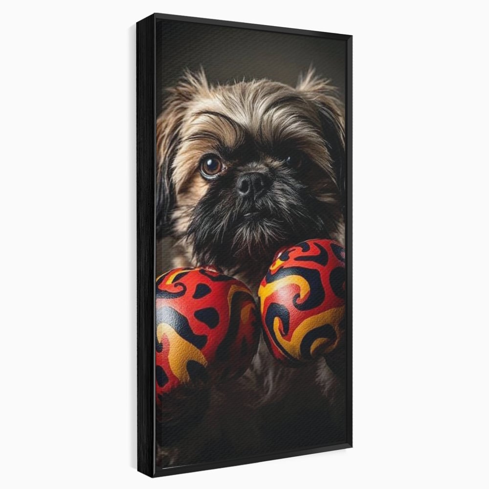 Tablou Canvas Premium, LuxCanva® M1287, Flacara din Ring, Provocare, Boxer, Knockout, Ring, Puternic, Catel, Pufos, Dragalas, Manusi, Curaj, Sport, Birou, Living, Camera Copil