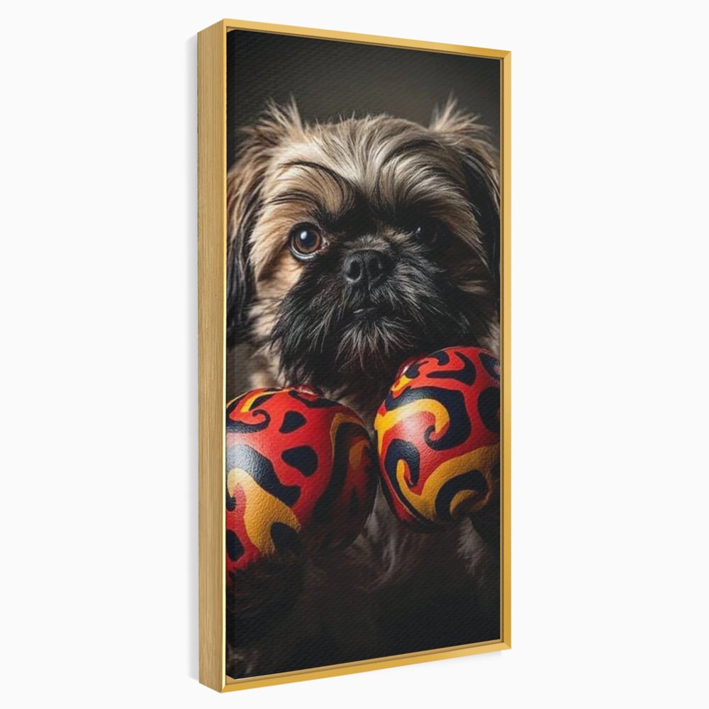 Tablou Canvas Premium, LuxCanva® M1287, Flacara din Ring, Provocare, Boxer, Knockout, Ring, Puternic, Catel, Pufos, Dragalas, Manusi, Curaj, Sport, Birou, Living, Camera Copil