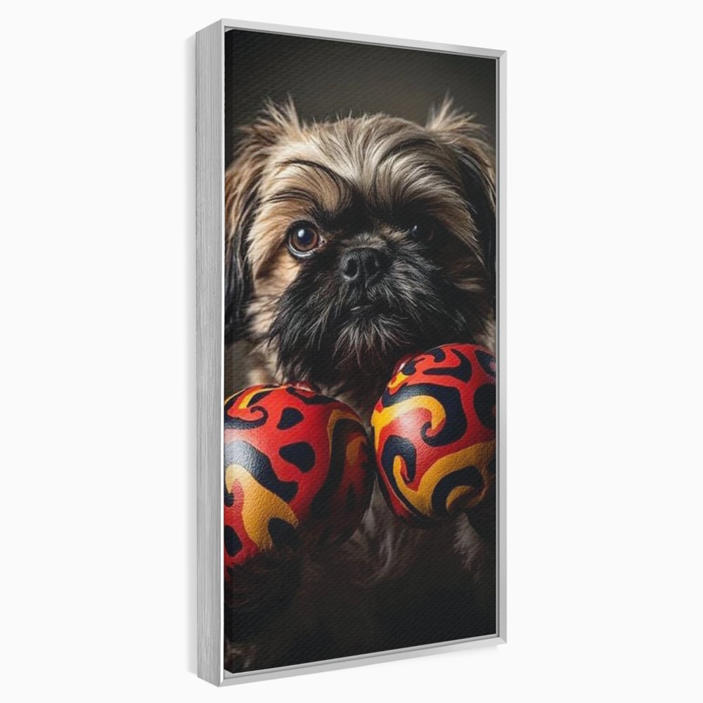 Tablou Canvas Premium, LuxCanva® M1287, Flacara din Ring, Provocare, Boxer, Knockout, Ring, Puternic, Catel, Pufos, Dragalas, Manusi, Curaj, Sport, Birou, Living, Camera Copil