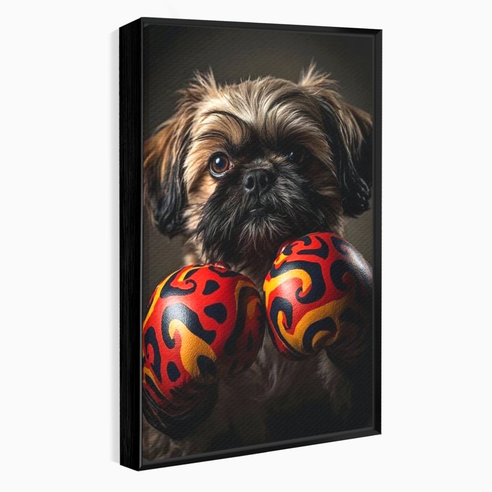 Tablou Canvas Premium, LuxCanva® M1287, Flacara din Ring, Provocare, Boxer, Knockout, Ring, Puternic, Catel, Pufos, Dragalas, Manusi, Curaj, Sport, Birou, Living, Camera Copil