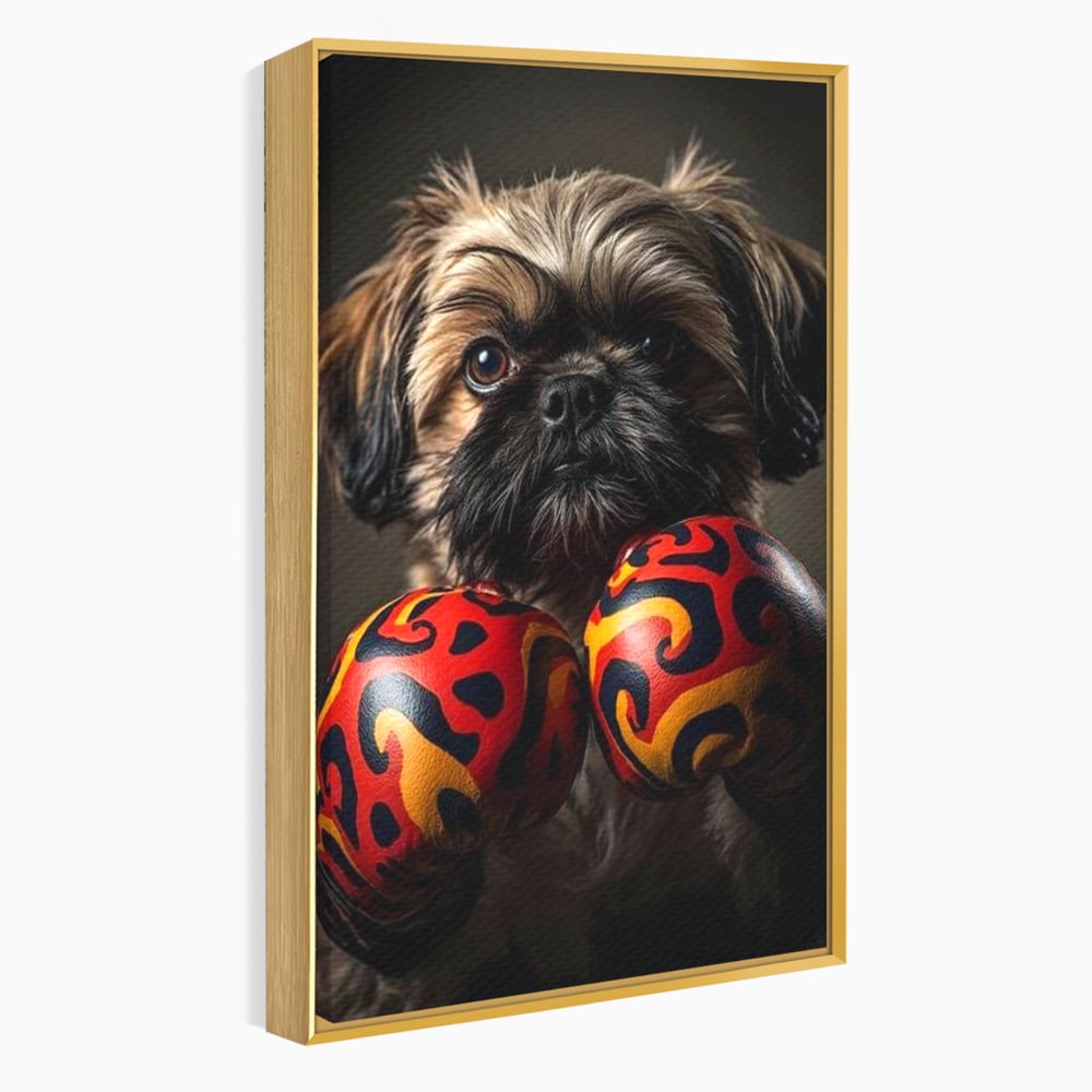 Tablou Canvas Premium, LuxCanva® M1287, Flacara din Ring, Provocare, Boxer, Knockout, Ring, Puternic, Catel, Pufos, Dragalas, Manusi, Curaj, Sport, Birou, Living, Camera Copil