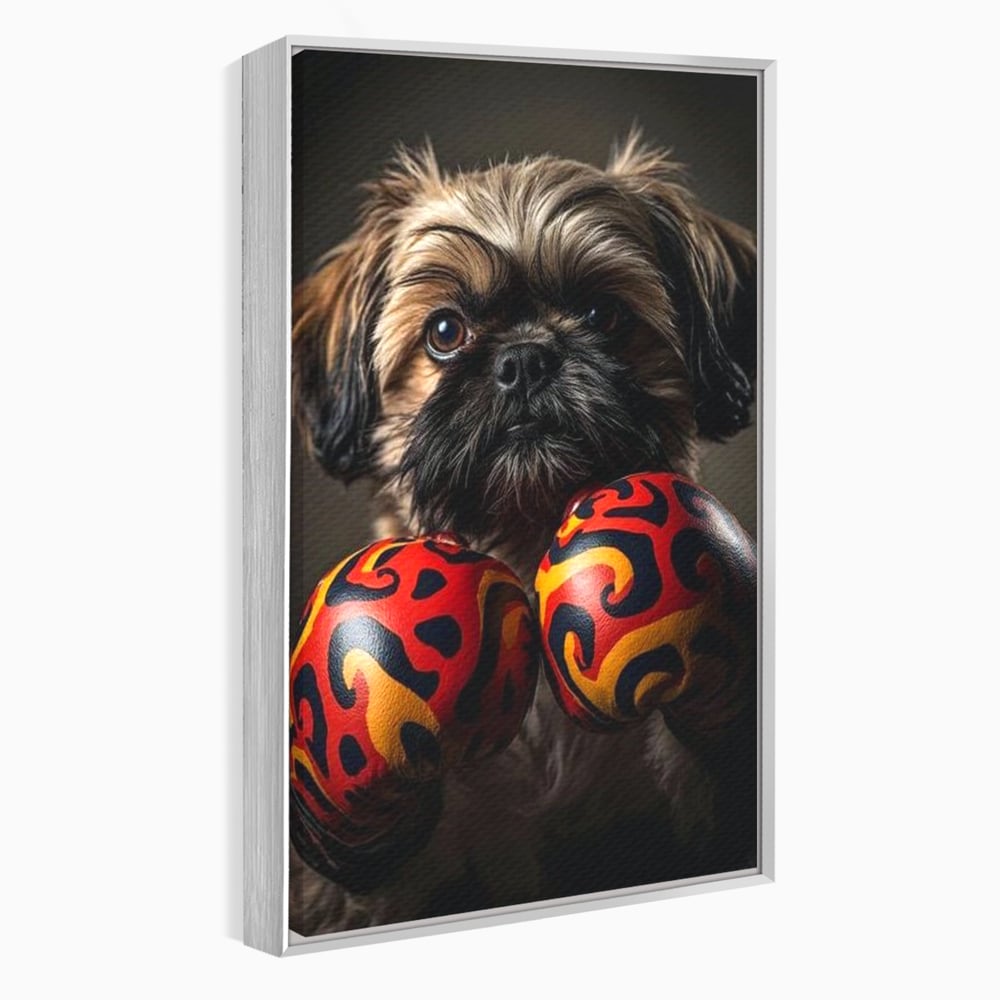 Tablou Canvas Premium, LuxCanva® M1287, Flacara din Ring, Provocare, Boxer, Knockout, Ring, Puternic, Catel, Pufos, Dragalas, Manusi, Curaj, Sport, Birou, Living, Camera Copil