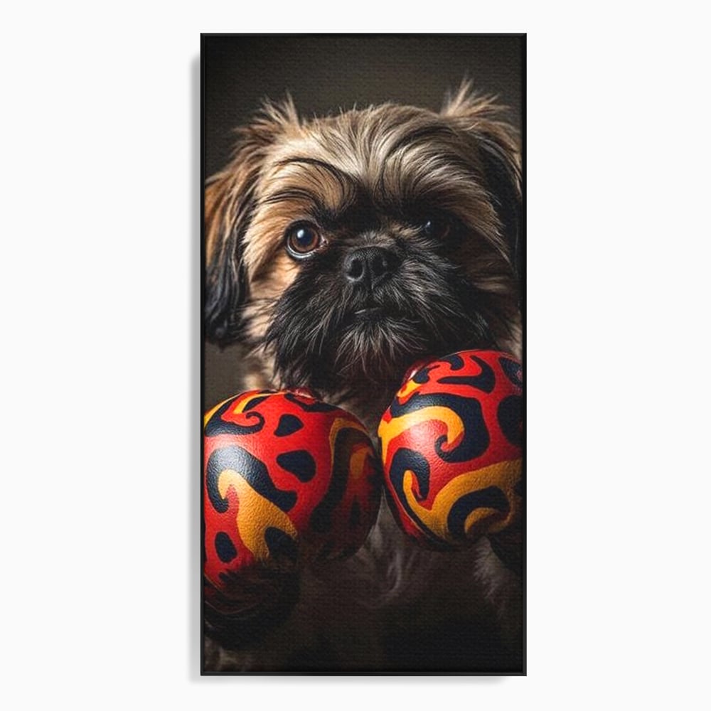 Tablou Canvas Premium, LuxCanva® M1287, Flacara din Ring, Provocare, Boxer, Knockout, Ring, Puternic, Catel, Pufos, Dragalas, Manusi, Curaj, Sport, Birou, Living, Camera Copil