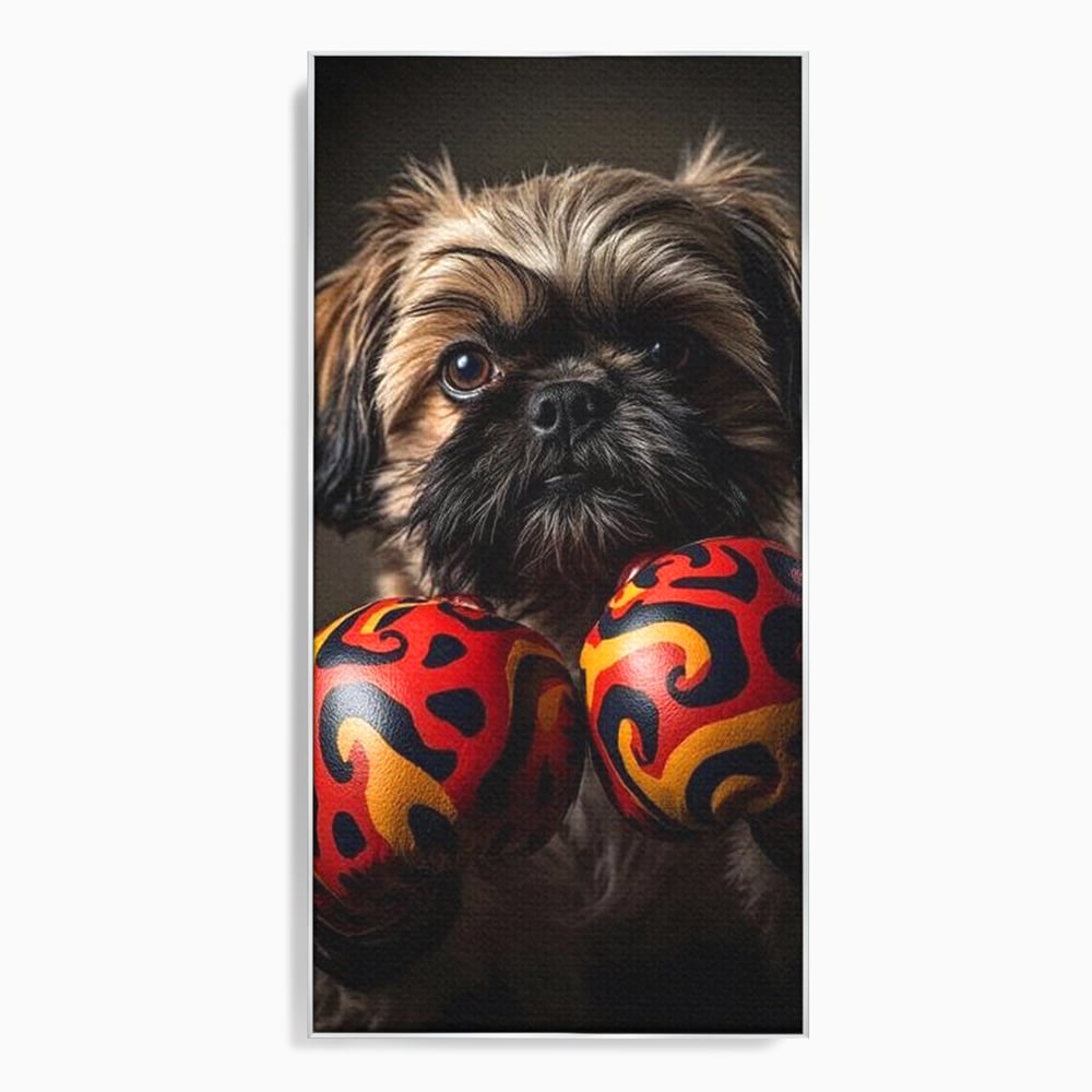Tablou Canvas Premium, LuxCanva® M1287, Flacara din Ring, Provocare, Boxer, Knockout, Ring, Puternic, Catel, Pufos, Dragalas, Manusi, Curaj, Sport, Birou, Living, Camera Copil