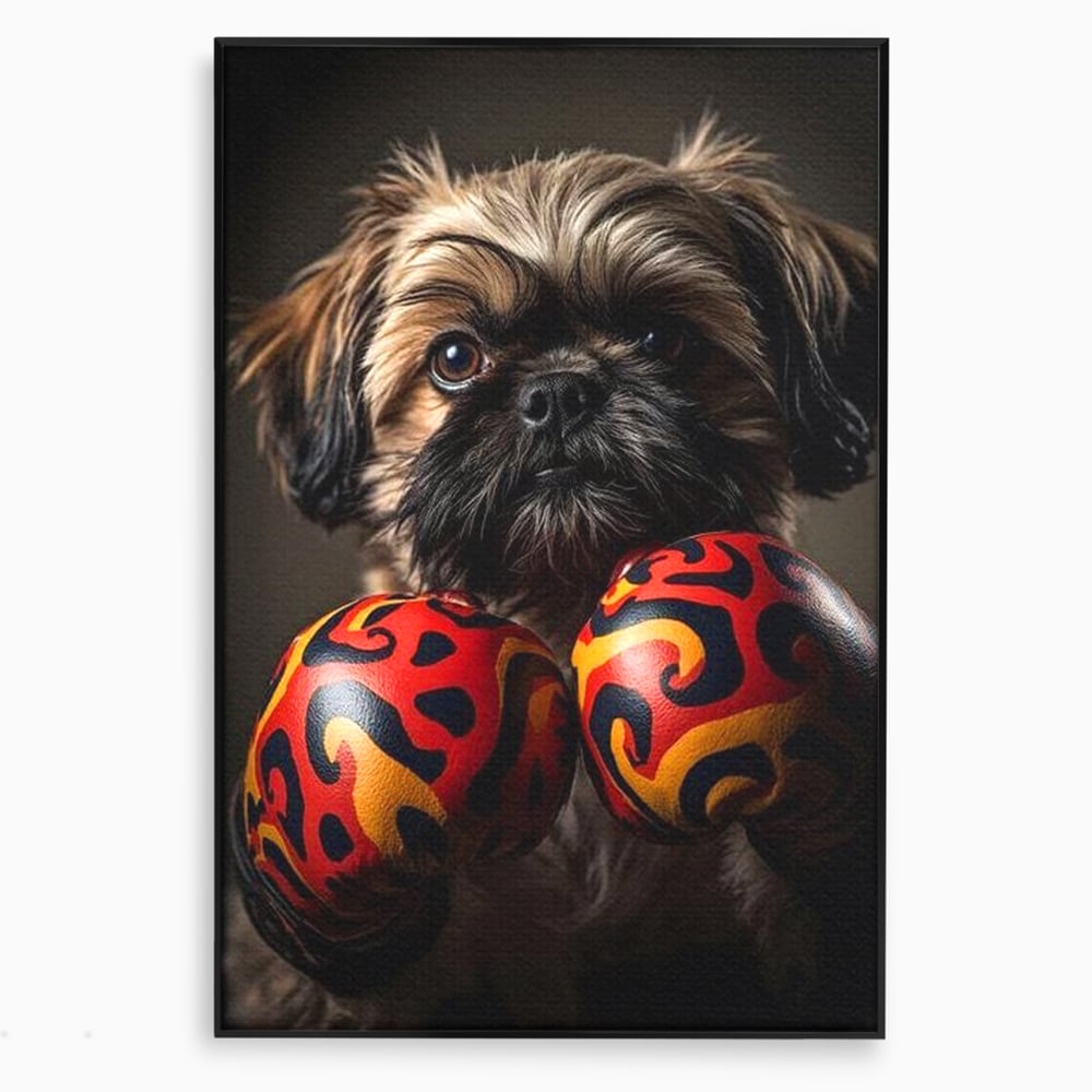 Tablou Canvas Premium, LuxCanva® M1287, Flacara din Ring, Provocare, Boxer, Knockout, Ring, Puternic, Catel, Pufos, Dragalas, Manusi, Curaj, Sport, Birou, Living, Camera Copil