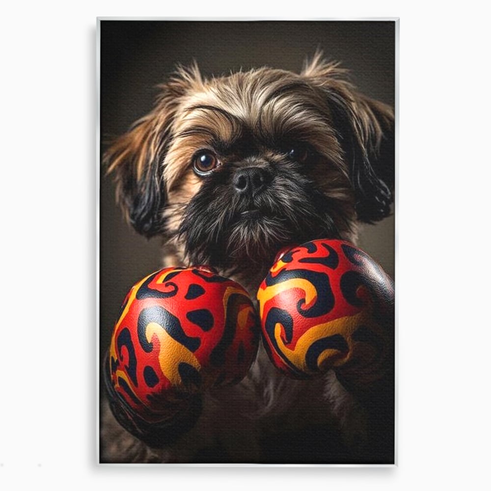Tablou Canvas Premium, LuxCanva® M1287, Flacara din Ring, Provocare, Boxer, Knockout, Ring, Puternic, Catel, Pufos, Dragalas, Manusi, Curaj, Sport, Birou, Living, Camera Copil