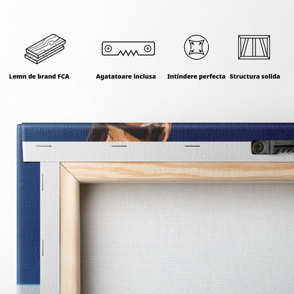 Tablou Canvas Premium, LuxCanva® M1289, Lady Blue, Colier, Bijuterie, Safir, Diamante, Caine, Portret, Feminin, Regal, Pictura, Relaxare, Stralucire, Birou, Living, Camera Copil