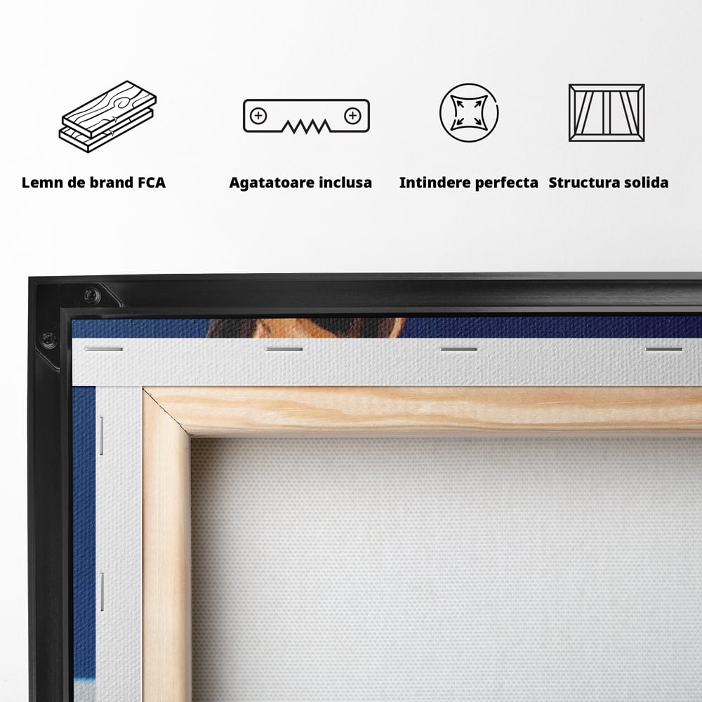 Tablou Canvas Premium, LuxCanva® M1289, Lady Blue, Colier, Bijuterie, Safir, Diamante, Caine, Portret, Feminin, Regal, Pictura, Relaxare, Stralucire, Birou, Living, Camera Copil