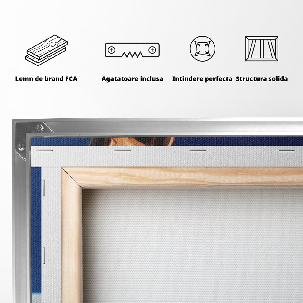 Tablou Canvas Premium, LuxCanva® M1289, Lady Blue, Colier, Bijuterie, Safir, Diamante, Caine, Portret, Feminin, Regal, Pictura, Relaxare, Stralucire, Birou, Living, Camera Copil