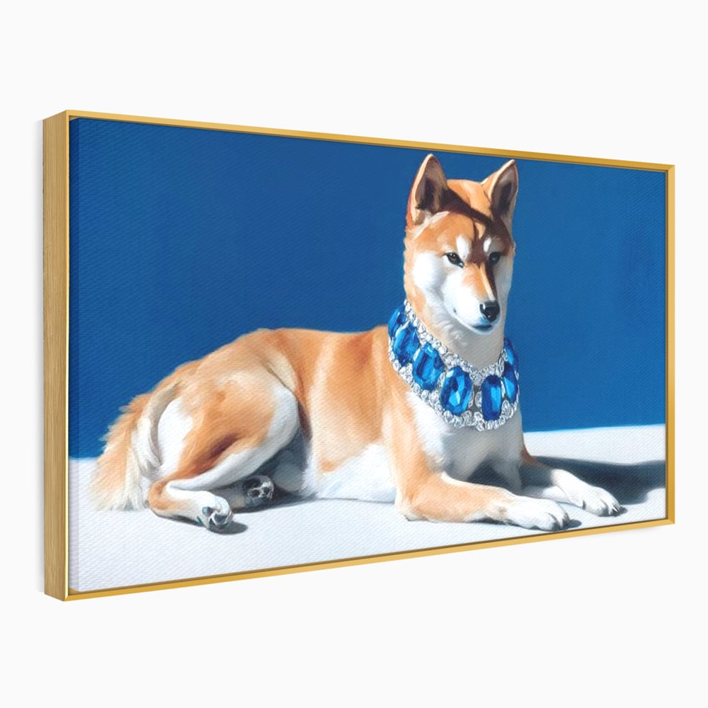 Tablou Canvas Premium, LuxCanva® M1289, Lady Blue, Colier, Bijuterie, Safir, Diamante, Caine, Portret, Feminin, Regal, Pictura, Relaxare, Stralucire, Birou, Living, Camera Copil
