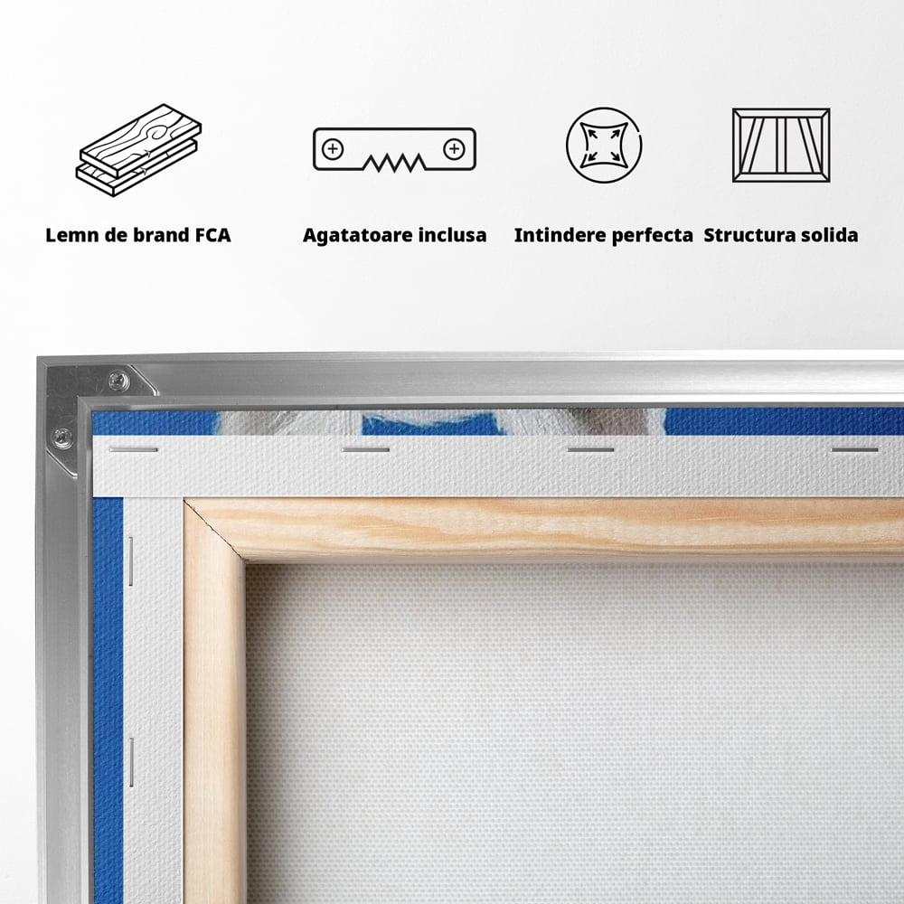 Tablou Canvas Premium, LuxCanva® M1291, Calatorul cu Esarfa, Caine, Alb, Simplitate, Mediteran, Azur, Esarfa, Patruped, Dragalas, Pufos, Pictura, Moda, Birou, Living, Camera Copil