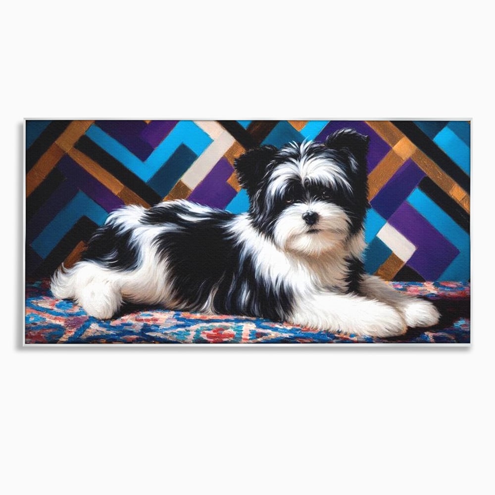 Premium Canvas Wandkunst, LuxCanva® M1293, Farbige Ecke, Raum, Teppich, Abstrakt, Geometrisch, Blanos, Decken, Hund, Wandteppich, Design, Heim, Kamin, Formen, Büro, Wohnen, Wohnzimmer, Babyzimmer