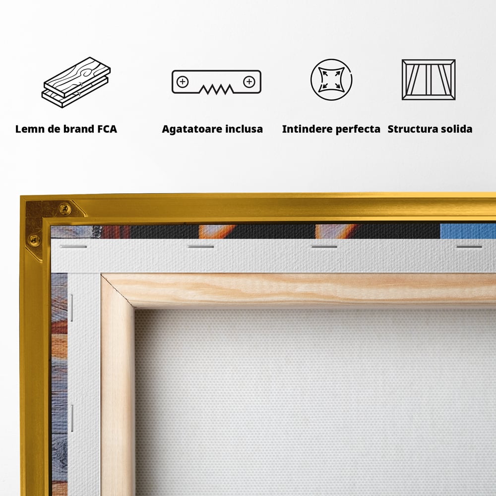 Tablou Canvas Premium, LuxCanva® M1295, Gardianul Zorilor, Rustic, Cabana, Lemn, Shiba, Catel, Zori, Privire, Profil, Umbra, Liniste, Portret, Birou, Living, Camera Copil