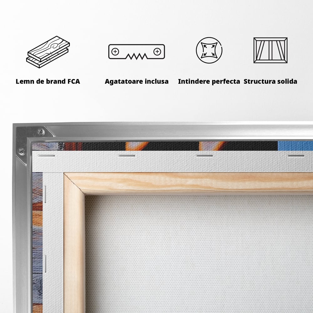 Tablou Canvas Premium, LuxCanva® M1295, Gardianul Zorilor, Rustic, Cabana, Lemn, Shiba, Catel, Zori, Privire, Profil, Umbra, Liniste, Portret, Birou, Living, Camera Copil