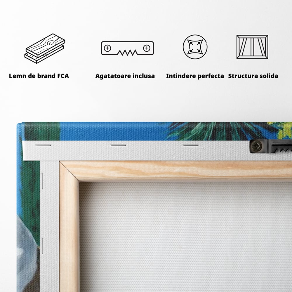 Tablou Canvas Premium, LuxCanva® M1296, In Paradisul Verii, Piscina, Apa, Vacanta, Relaxare, Vegetatie, Vara, Caldura, Caine, Soare, Rasfat, Lux, Birou, Living, Camera Copil
