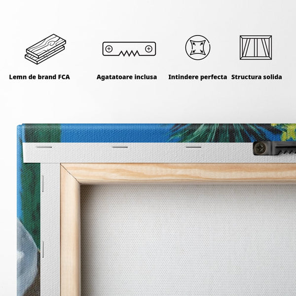 Tablou Canvas Premium, LuxCanva® M1296, In Paradisul Verii, Piscina, Apa, Vacanta, Relaxare, Vegetatie, Vara, Caldura, Caine, Soare, Rasfat, Lux, Birou, Living, Camera Copil