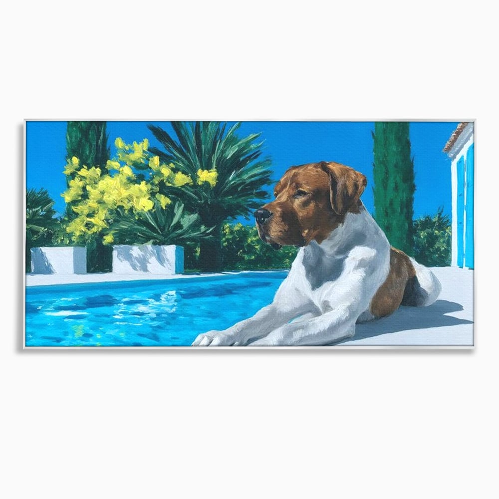 Tablou Canvas Premium, LuxCanva® M1296, In Paradisul Verii, Piscina, Apa, Vacanta, Relaxare, Vegetatie, Vara, Caldura, Caine, Soare, Rasfat, Lux, Birou, Living, Camera Copil