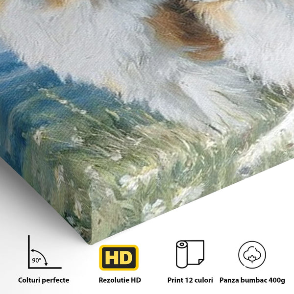 Leinwandbilder Premium, LuxCanva® M1297, Immer zusammen, Paar, Natur, Landschaft, Hügel, Hunde, Vegetation, Landschaft, Ruhe, Entspannung, Entspannung, Frieden, Büro, Wohnen, Wohnzimmer, Kinderzimmer