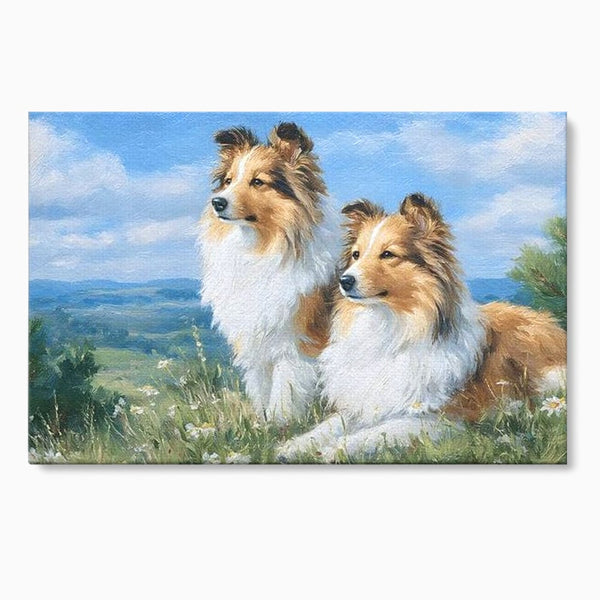 Leinwandbilder Premium, LuxCanva® M1297, Immer zusammen, Paar, Natur, Landschaft, Hügel, Hunde, Vegetation, Landschaft, Ruhe, Entspannung, Entspannung, Frieden, Büro, Wohnen, Wohnzimmer, Kinderzimmer