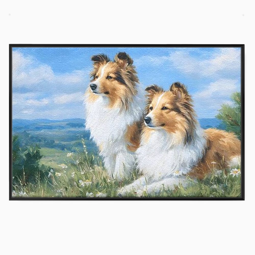 Leinwandbilder Premium, LuxCanva® M1297, Immer zusammen, Paar, Natur, Landschaft, Hügel, Hunde, Vegetation, Landschaft, Ruhe, Entspannung, Entspannung, Frieden, Büro, Wohnen, Wohnzimmer, Kinderzimmer