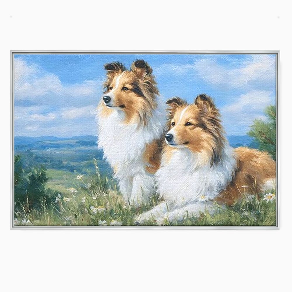 Leinwandbilder Premium, LuxCanva® M1297, Immer zusammen, Paar, Natur, Landschaft, Hügel, Hunde, Vegetation, Landschaft, Ruhe, Entspannung, Entspannung, Frieden, Büro, Wohnen, Wohnzimmer, Kinderzimmer