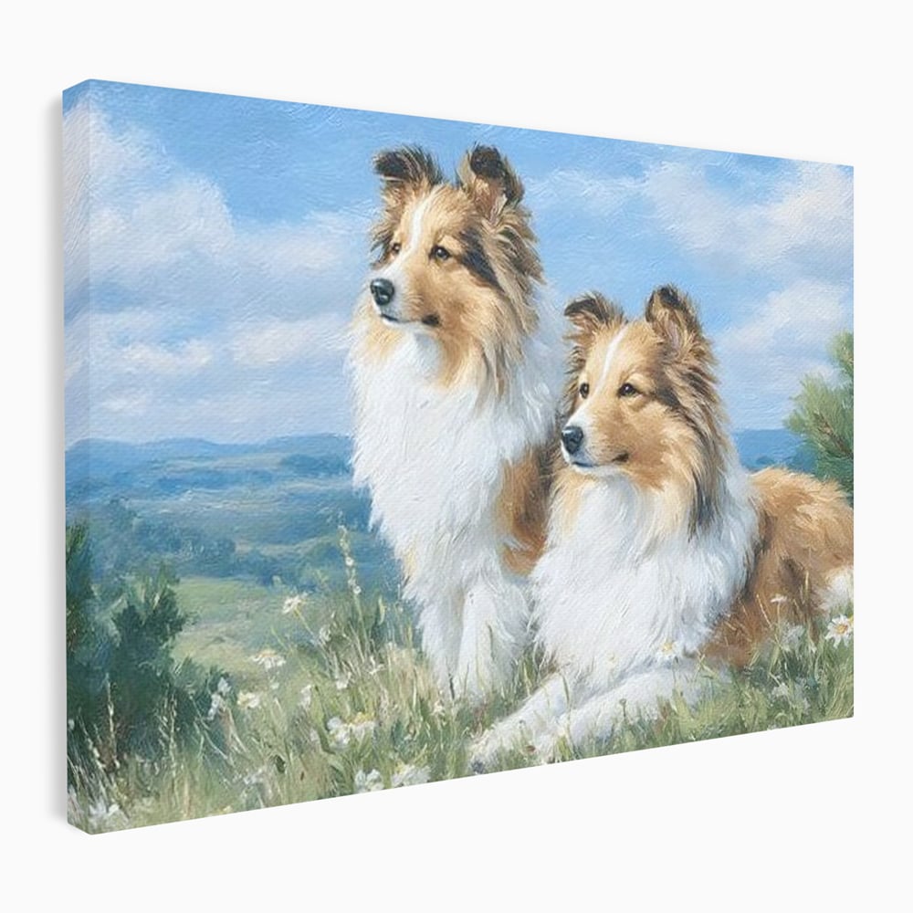 Leinwandbilder Premium, LuxCanva® M1297, Immer zusammen, Paar, Natur, Landschaft, Hügel, Hunde, Vegetation, Landschaft, Ruhe, Entspannung, Entspannung, Frieden, Büro, Wohnen, Wohnzimmer, Kinderzimmer