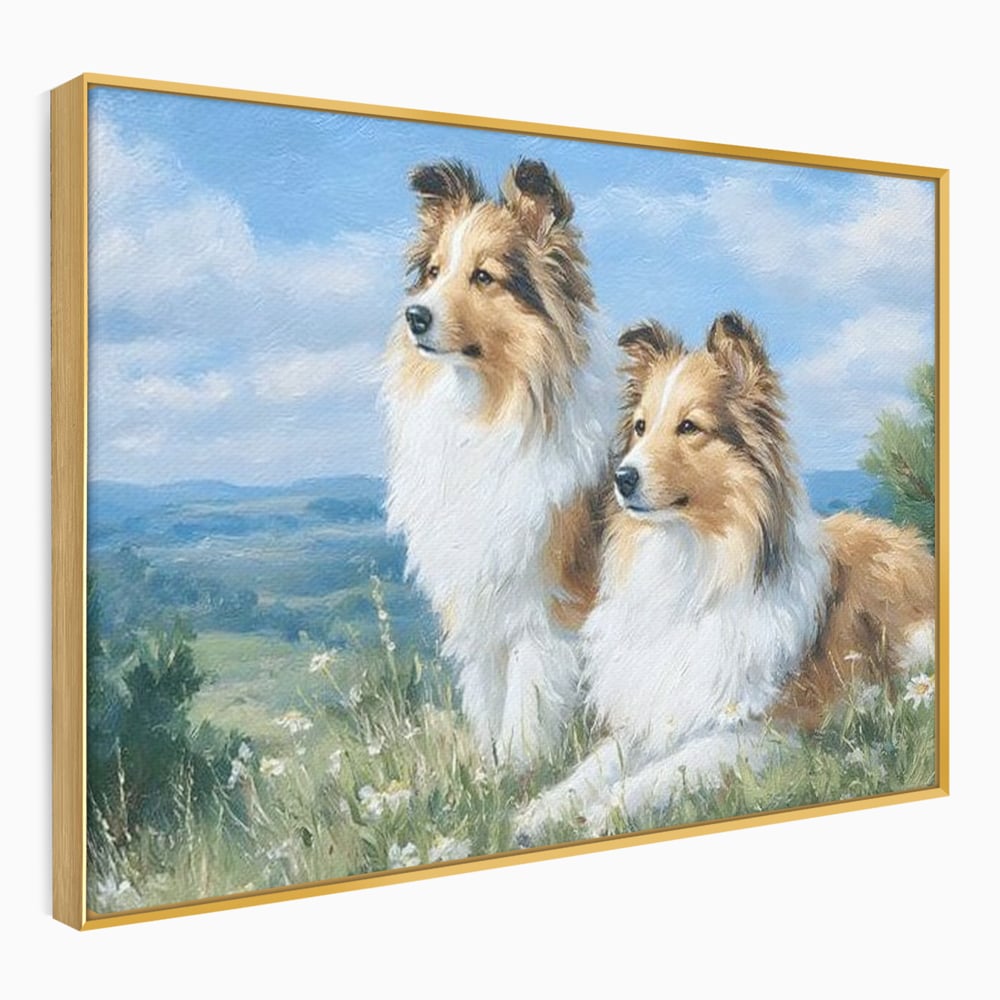 Leinwandbilder Premium, LuxCanva® M1297, Immer zusammen, Paar, Natur, Landschaft, Hügel, Hunde, Vegetation, Landschaft, Ruhe, Entspannung, Entspannung, Frieden, Büro, Wohnen, Wohnzimmer, Kinderzimmer