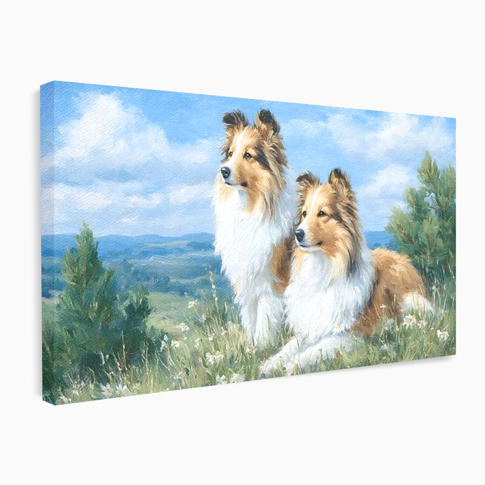 Leinwandbilder Premium, LuxCanva® M1297, Immer zusammen, Paar, Natur, Landschaft, Hügel, Hunde, Vegetation, Landschaft, Ruhe, Entspannung, Entspannung, Frieden, Büro, Wohnen, Wohnzimmer, Kinderzimmer