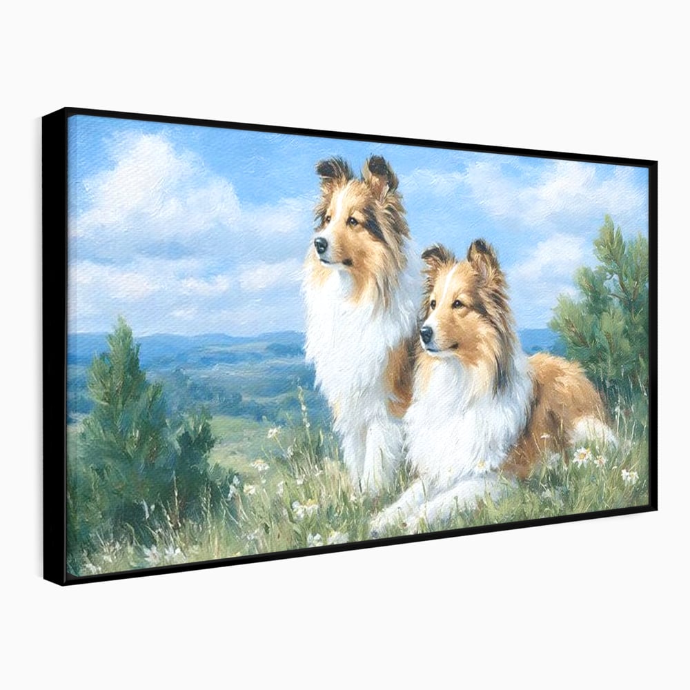 Leinwandbilder Premium, LuxCanva® M1297, Immer zusammen, Paar, Natur, Landschaft, Hügel, Hunde, Vegetation, Landschaft, Ruhe, Entspannung, Entspannung, Frieden, Büro, Wohnen, Wohnzimmer, Kinderzimmer