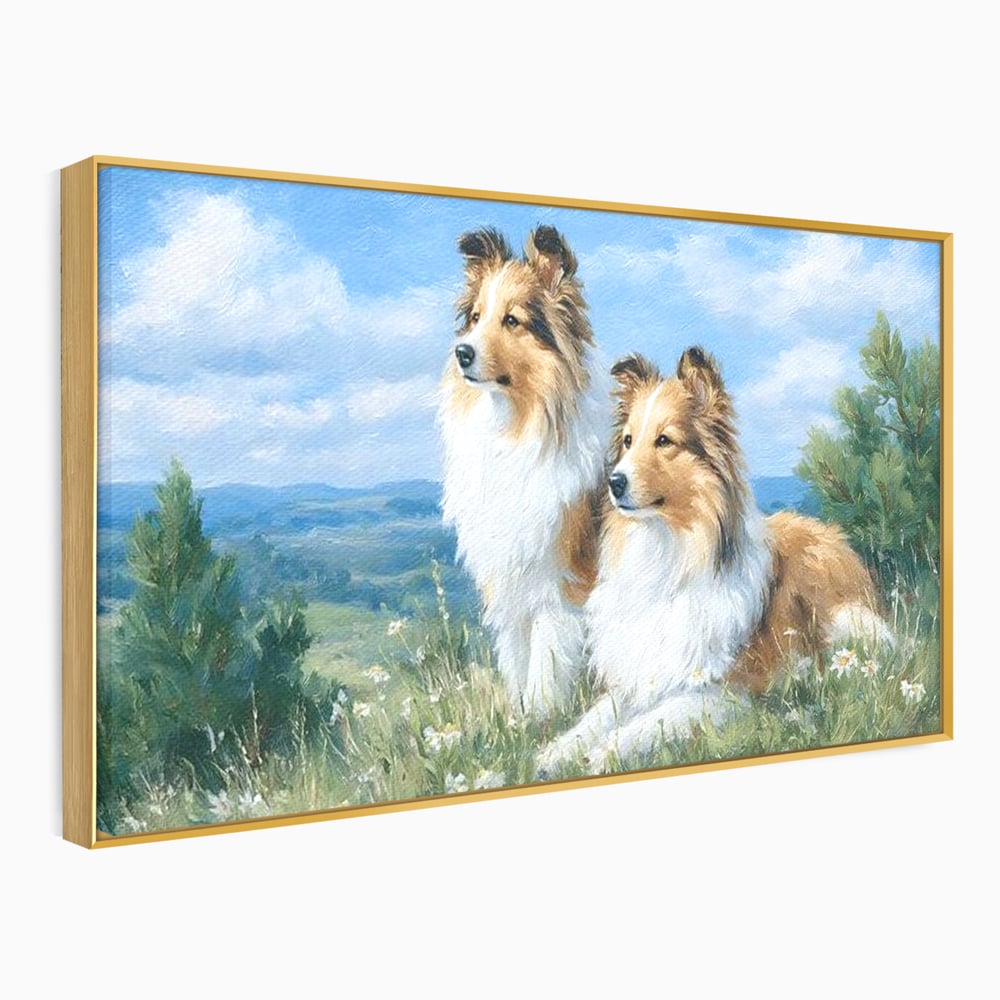 Leinwandbilder Premium, LuxCanva® M1297, Immer zusammen, Paar, Natur, Landschaft, Hügel, Hunde, Vegetation, Landschaft, Ruhe, Entspannung, Entspannung, Frieden, Büro, Wohnen, Wohnzimmer, Kinderzimmer