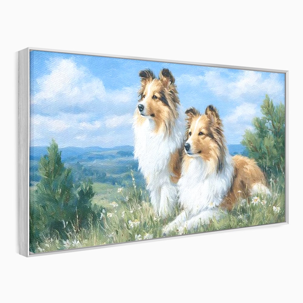 Leinwandbilder Premium, LuxCanva® M1297, Immer zusammen, Paar, Natur, Landschaft, Hügel, Hunde, Vegetation, Landschaft, Ruhe, Entspannung, Entspannung, Frieden, Büro, Wohnen, Wohnzimmer, Kinderzimmer