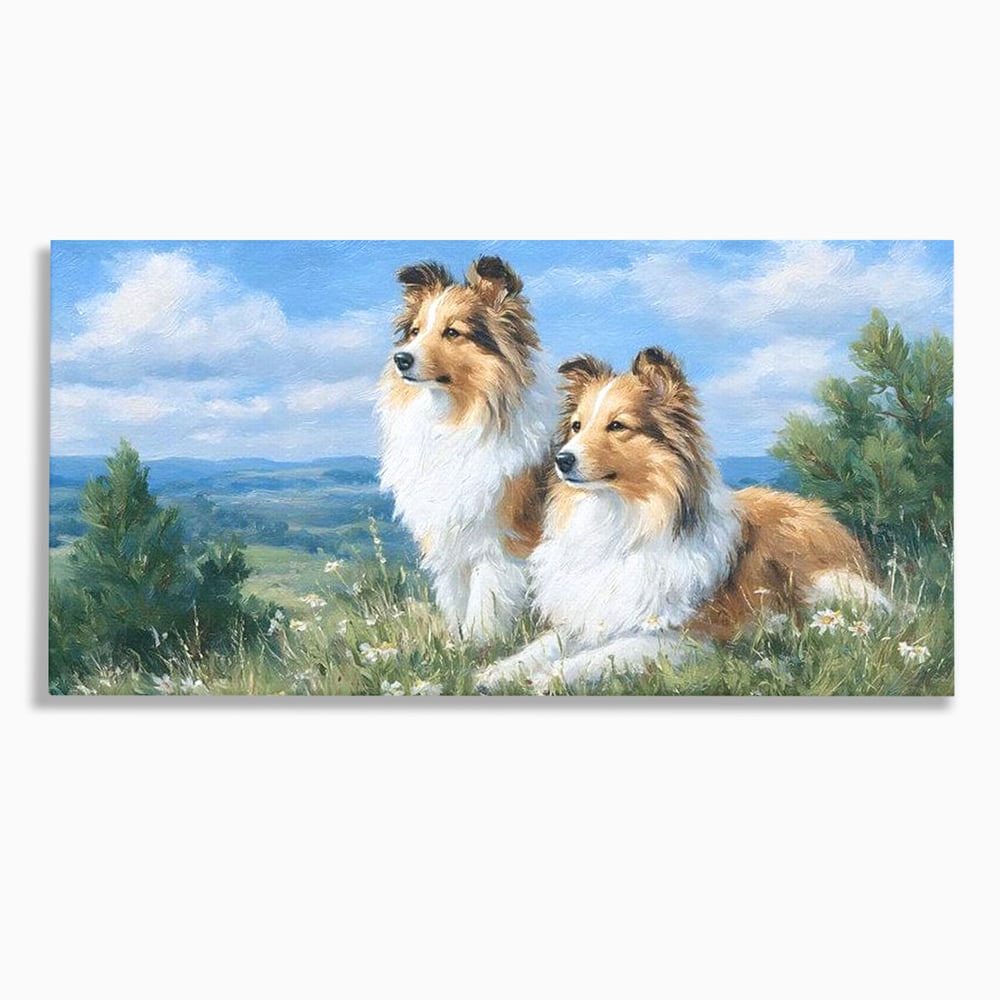 Leinwandbilder Premium, LuxCanva® M1297, Immer zusammen, Paar, Natur, Landschaft, Hügel, Hunde, Vegetation, Landschaft, Ruhe, Entspannung, Entspannung, Frieden, Büro, Wohnen, Wohnzimmer, Kinderzimmer